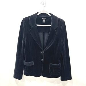 BCBGMAXAZRIA Black Velour Velvet Blazer Jacket L Vintage Y2K Whimsigoth Goth